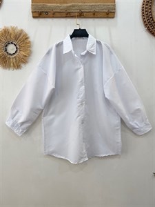 شومیز سفید ساده و بیسیک جلو دکمه دار