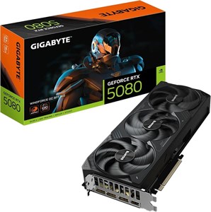 کارت گرافیک گیگابایت GeForce RTX 5080 WINDFORCE OC SFF 16G - حافظه 16 گیگابایت GDDR7، رابط 256 بیتی، PCI-E 5.0، فرکانس هسته 2670 مگاهرتز، 3 پورت DP 2.1a، 1 پورت HDMI 2.1b، مدل GV-N5080WF3OC-16GD