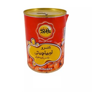 کنسرو لوبیا چیتی بدون قارچ بهروز 390 گرم