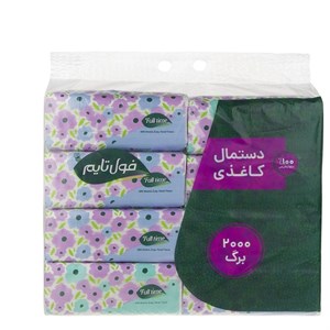 دستمال کاغذی 2 لایه اقتصادی فول تایم 250 برگ بسته 8 عددی