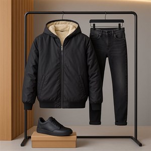 کاپشن مردانه مشکی داخل تمام خز مدل adidas مشکی
