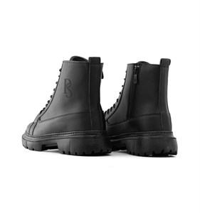 نیم بوت چرم مصنوعی مردانه مشکی bershka زیپ دار مدل 48972