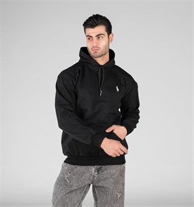 هودی مردانه کلاهدار مشکی Polo مدل 49077