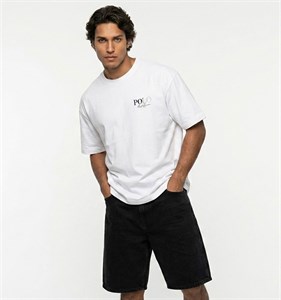 تیشرت Polo یقه گرد مردانه سفید نخ پنبه طرحدار مدل 50141