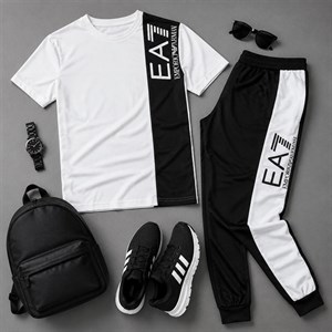 پکیج ست تیشرت شلوار EA7 مدل WE82 کفش ورزشی مدل Alshen