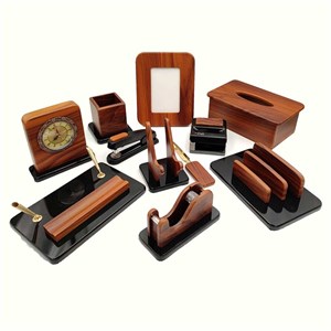 ست اداری مدیریتی کامل قائم 15 پارچه دورنگ قهوه ایی مشکی (کد 317)