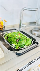 آبکش استیل روی سینک با دسته کشویی قابل تنظیم