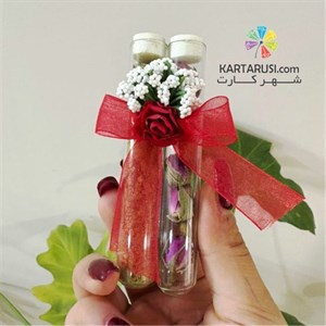 گیفت شیشه ای دوقلو گل خشک و حنا مدل G514
