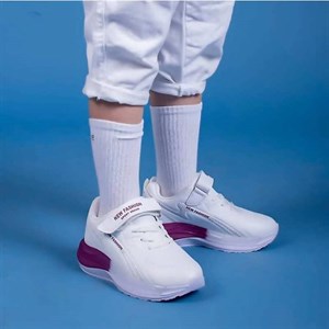 کتونی اسپرت بچگانه کپسولدار طبی مدل نیوفشیون(newfashion)|سایز31-36|سفید|چسبی-بندی