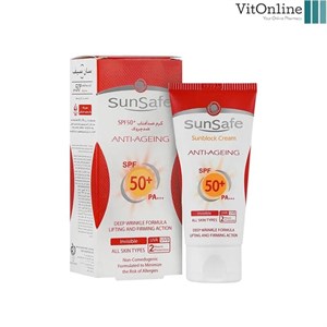 کرم ضد آفتاب ضد چروک SPF50 بژ طبیعی سان سیف