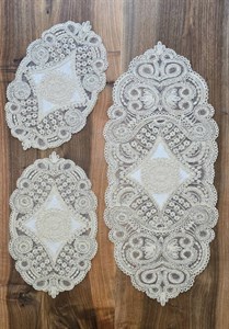 رومیزی دانتل مخمل الیزه ترک 3 تکه