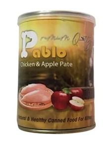 کنسرو سوپرپرمیوم بچه گربه پابلو وزن400گرم طعم مرغ و سیب