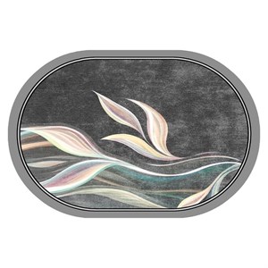 فرش بیضی طوسی زغالی مدل تارلا کد 1327