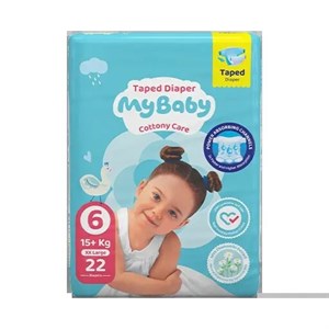پوشک بچه چسبی مای بیبی My Baby کانال دار سایز6بسته 22 عددی