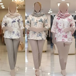 شومیز حریر طرحدار مدل پریا فری سایز مناسب سایز 38 تا 48