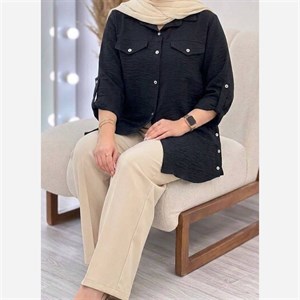 شومیز مانتویی بغل دکمه شانتون