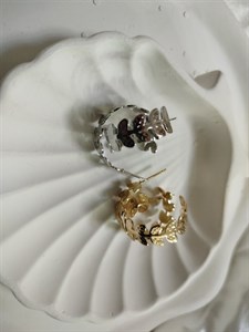 گوشواره برگی حلقه ای تاج یونانی مینیمال فشن استیل رنگ ثابت ضد آلرژی برند زارا Zara