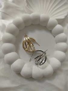 گوشواره سه حلقه طلایی و نقره‌ای مجلسی زنانه حلقه ای مینیمال Zara جنس استیل رنگ ثابت