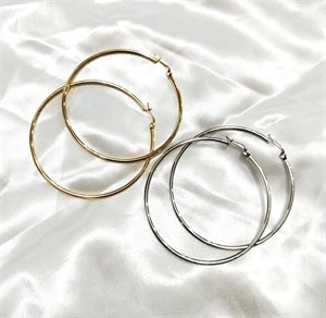 گوشواره حلقه ای سایز بزرگ 6 سانت استیل آبکاری طلا و نقره رنگ ثابت ضد حساسیت و آلرژی از برند زارا اروپا