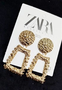 گوشواره فشن Zara هندسی لوکس طلایی و نقره‌ای استیل رنگ ثابت ضد حساسیت و آلرژی