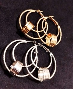 گوشواره شاین لاین دورج فنردار زارا سایز بزرگ استیل رنگ ثابت ضد حساسیت و آلرژی Zara accessories