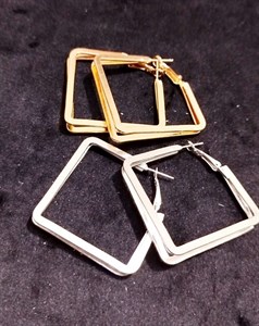 گوشواره سه بعدی مربعی دولاین سایز بزرگ استیل ضد حساسیت درشت Zara accessories