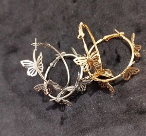 گوشواره حلقه ای دشت پروانه ها سایز درشت استیل ضد حساسیت و آلرژی از برند Zara accessories