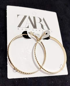 گوشواره حلقه ای بزرگ عریض نقره ای و طلایی زارا ایتالیا قطر ۵ سانت Zara accessories