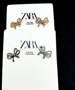 گوشواره پاپیون پینترستی لوکس مینیمال استیل رنگ ثابت ضد حساسیت و آلرژی از برند Zara accessories