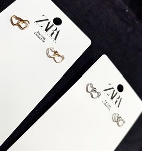 گوشواره دوقلب پینترستی مینیمال استیل رنگ ثابت ضد حساسیت و آلرژی Zara accessories