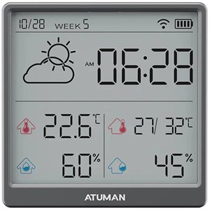 دماسنج و ساعت رومیزی شارژی آتومن ATuMan مدل THSE