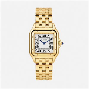 ساعت کارتیر پنتر زنانه مدیوم طلایی صفحه سفید Cartier Panthere Medium