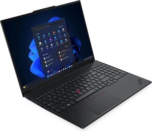 لپ تاپ تجاری لنوو ThinkPad E16 Gen 3، صفحه نمایش 16 اینچی WUXGA، پردازنده Intel Core Ultra 7 255H، رم 16 گیگابایتی DDR5، حافظه SSD 512 گیگابایتی، گرافیک Intel Arc، کیبورد با نور پس زمینه، مشکی