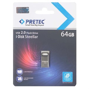 Pretec i-Disk Steelar USB 2.0 Flash Memory – 64GB – خاکستری (گارانتی فراگامان)