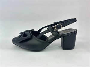 کفش پاشنه بلند زنانه جلو بسته مدل پاپیونی بندی رنگ مشکی کد 99