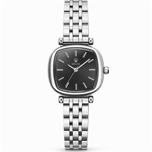 ساعت مچی کوارتز زنانه آرم رولکس ROLEX نقره ای مشکی