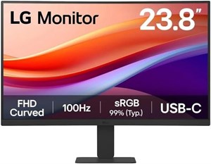 مانیتور خمیده 24 اینچی LG 24U421A-B FHD (1920x1080)، نرخ نوسازی 100 هرتز، زمان پاسخگویی 5 میلی‌ثانیه، HDR10، USB-C (با توان 15 وات)HDMI، طراحی بدون حاشیه در 3 طرف