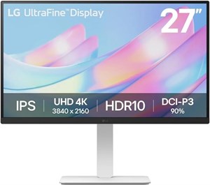مانیتور LG UltraFine مدل 27US550 - 4K UHD IPS 27 اینچ، 60 هرتز، 5 میلی‌ثانیه، پوشش رنگی DCI-P3 90%، 10 بیت، HDR10، Flicker Safe و Reader Mode، Smart Energy Saving، قابلیت تنظیم ارتفاع-شیب-چرخش، DP1.4، HDMI، سفید
