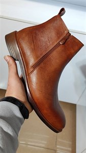 نیم بوت چرم مصنوعی مردانه قهوه ای زیپ دار
