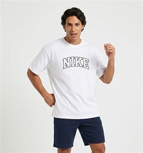 تیشرت Nike یقه گرد مردانه باکسی سفید نخ پنبه طرح دار