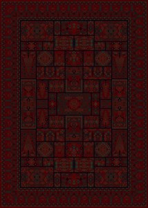 فرش مشهد 700 شانه تراکم 2100 کد 871371 عنابی تمام نخ اکریلیک