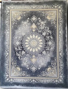 فرش عروس 700 شانه تراکم 2550 طرح پردیس رنگ دودی تمام اکریلیک