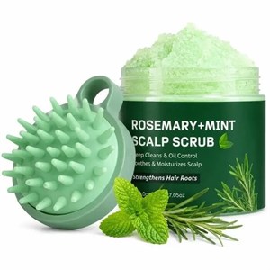 اسکراب کف سر سادور مدل رزماری و نعنا به همراه سرشور سیلیکونی وزن 100 گرم