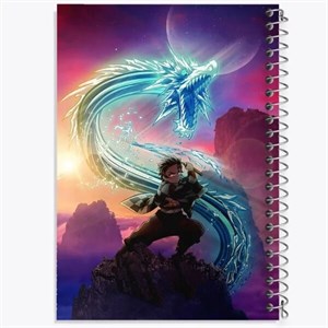 دفتر شطرنجی 50 برگ خندالو طرح انیمه شیطان کش (Demon Slayer)