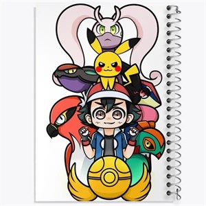 دفتر زبان دو خط 50 برگ خندالو طرح انیمه پوکمون (Pokemon)