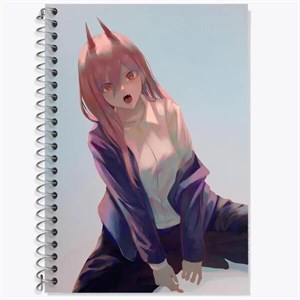 دفتر زبان دو خط 100 برگ خندالو طرح پاور انیمه مرد اره ای Chainsaw Man
