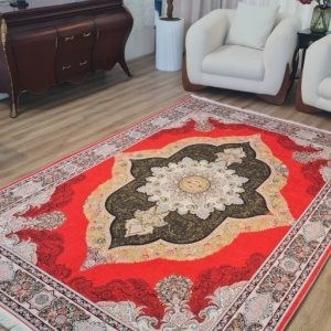 فرشینه مخمل هازان طرح سرخ تبریز A097