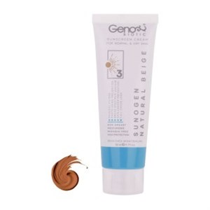 کرم ضد آفتاب رنگی ژنوبایوتیک SunoGen SPF50  پوست خشک | بژ طبیعی