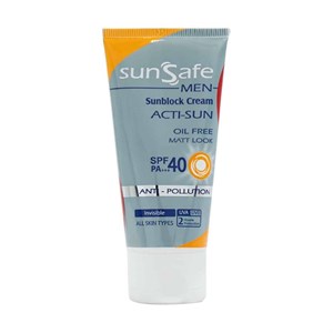 کرم ضدآفتاب فاقد چربی SPF40 آقایان سان سیف | مناسب برای انواع پوست | 50 گرم