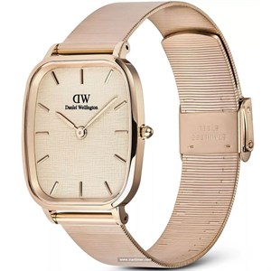 ساعت مچی زنانه دنیل ولینگتون (Daniel Wellington) مدل DW00100815 (قاب چهارگوش، رزگلد، صفحه طرح پارچه کتان)
